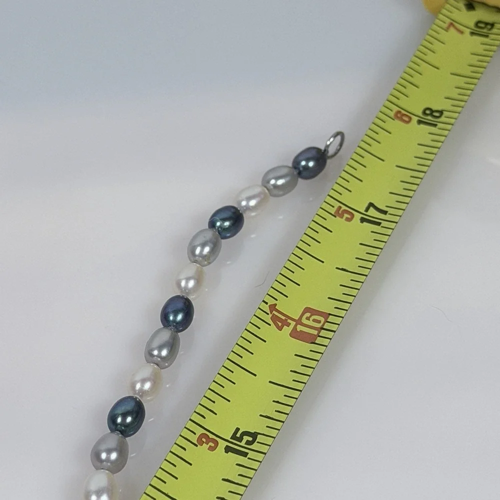 Honora Pearl Necklace Blue Silver White 925 Sterling Silver Clasp 18 in